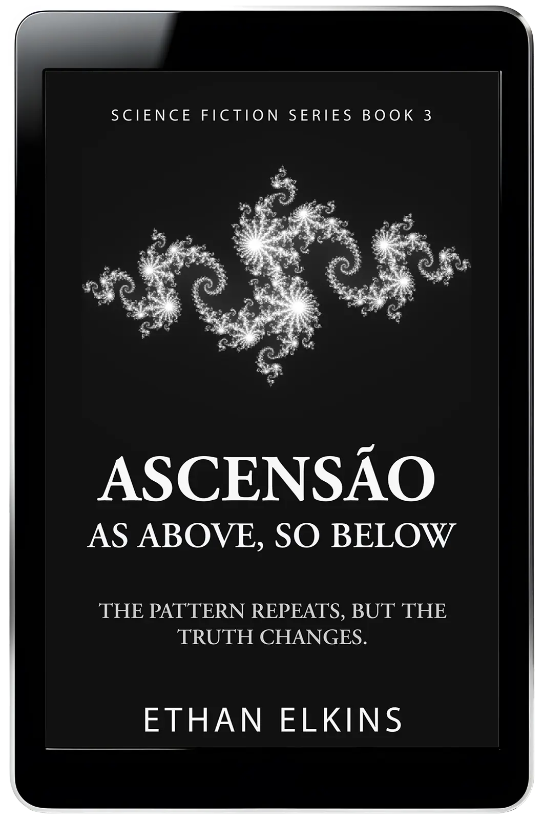 Digital reader displaying the cover of Ascensão: As Above, So Below by Ethan Elkins.