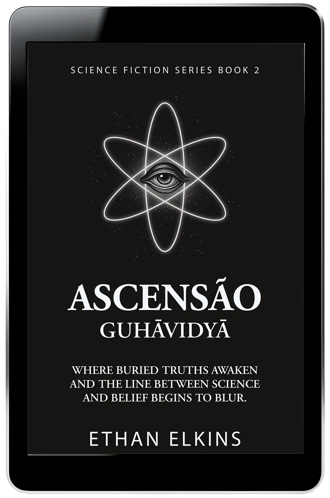 Digital reader displaying the cover of Ascensão: Guhāvidyā by Ethan Elkins.